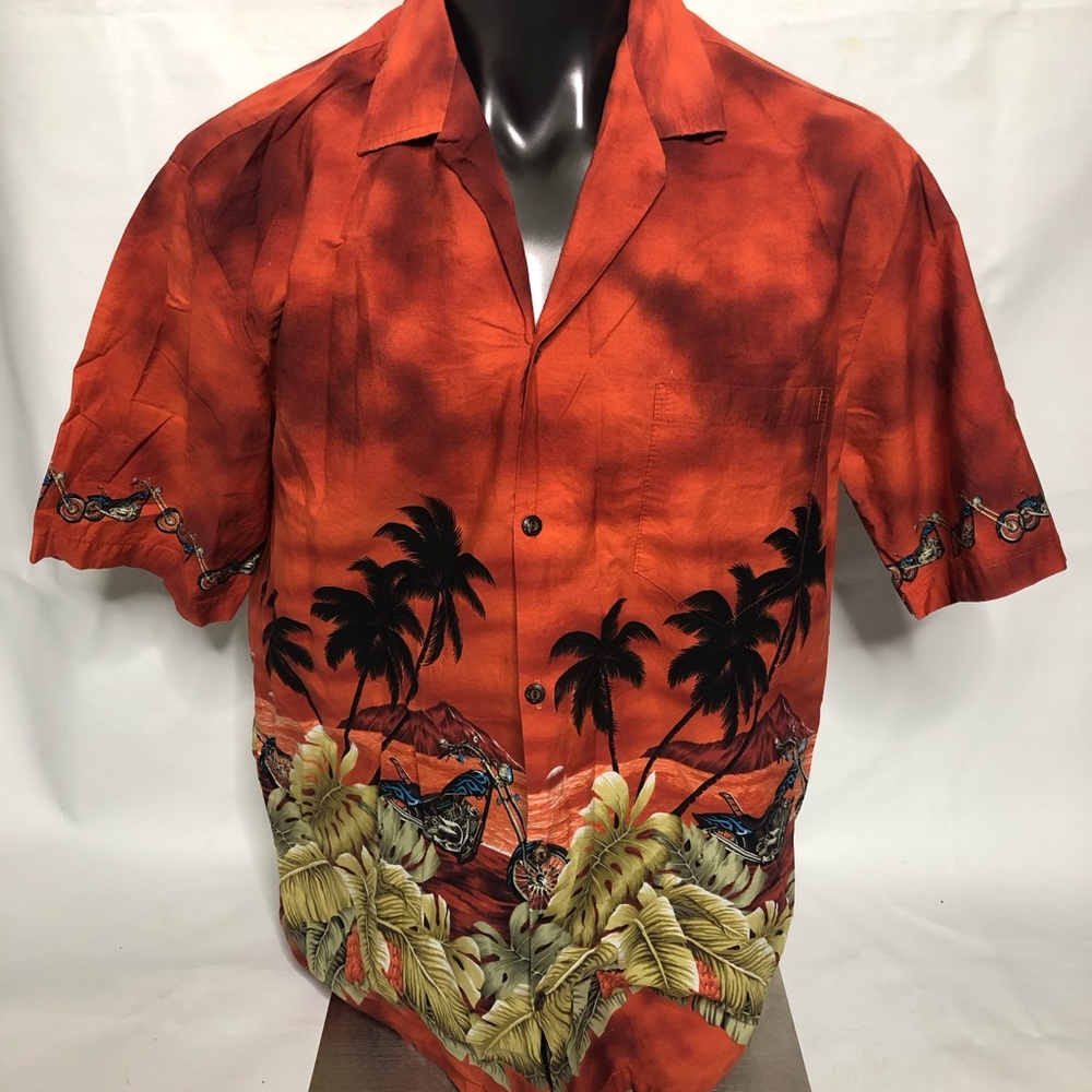 Pacific Legend Mens Hawaiian Motorcycle Graphic